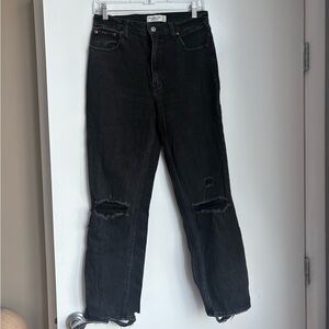 Abercrombie Charcoal Straight High Rise Jeans